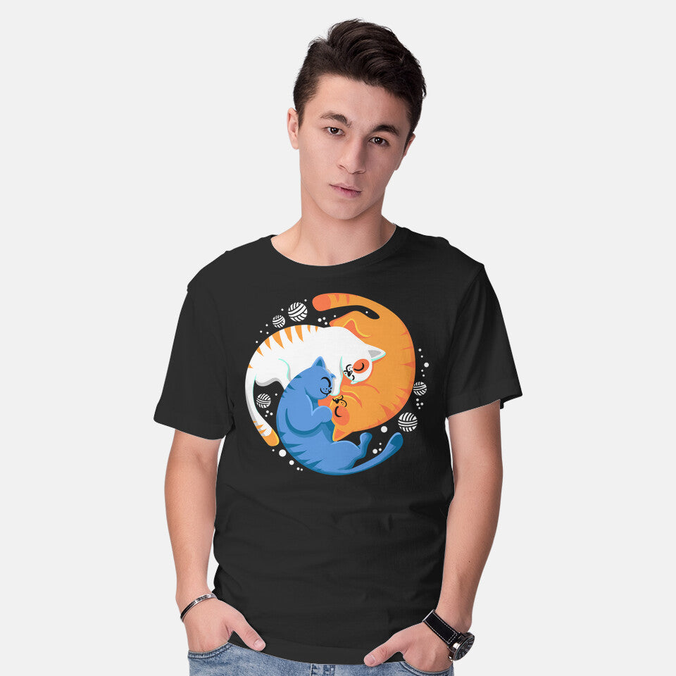 Model wearing black Purrfect Circle – Cat Graphic T-Shirt