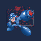 Mega Shooting – Gaming Graphic T-Shirt design artwork for navy graphic T-shirt