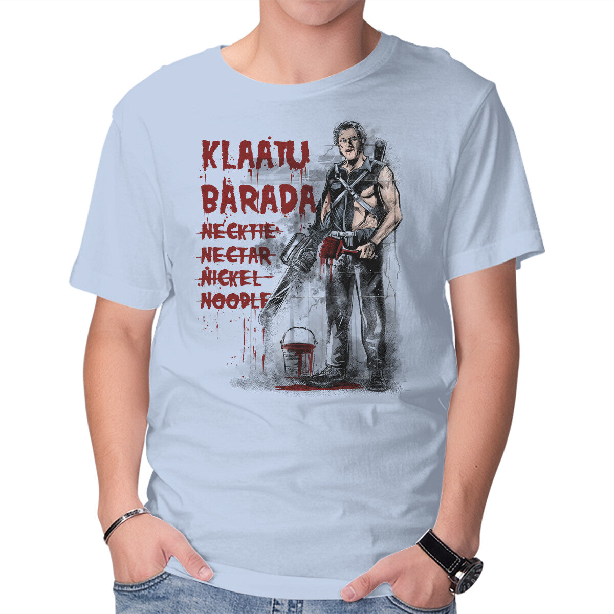 NecronomiWall – Horror Graphic T-Shirt in blue, product display