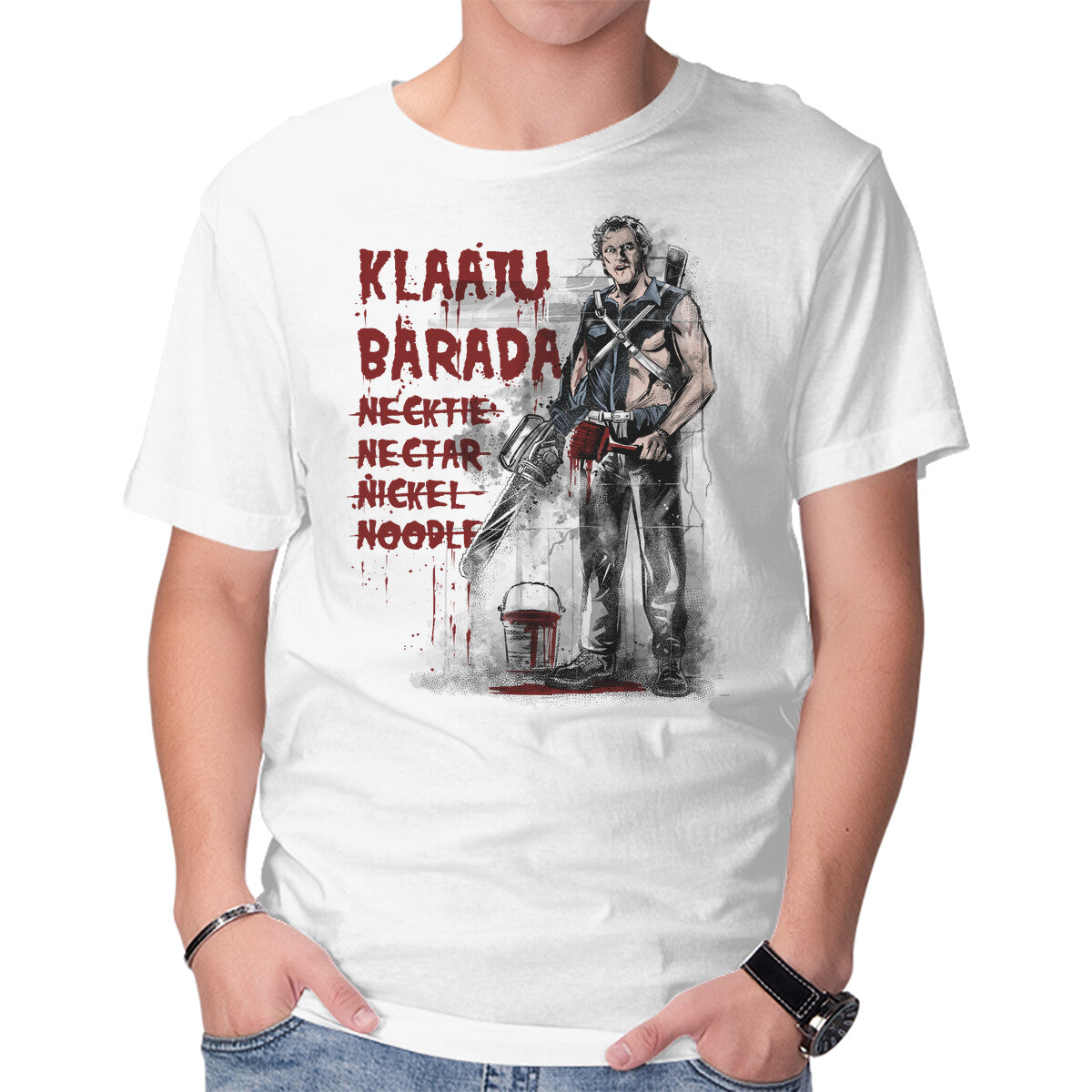 NecronomiWall – Horror Graphic T-Shirt in white, product display