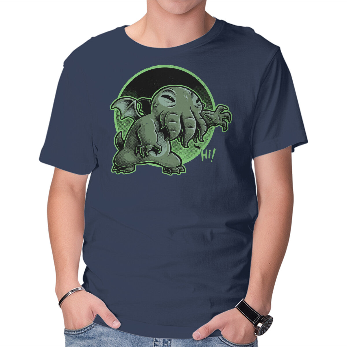 Cthulhu Says Hi Graphic T-Shirt in navy, product display