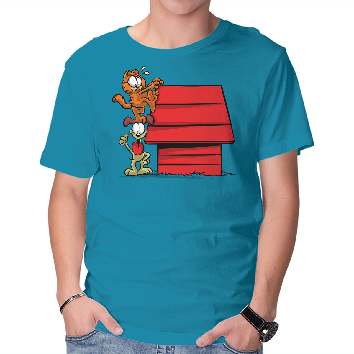A Great Team – Cat Graphic T-Shirt in turquoise, product display