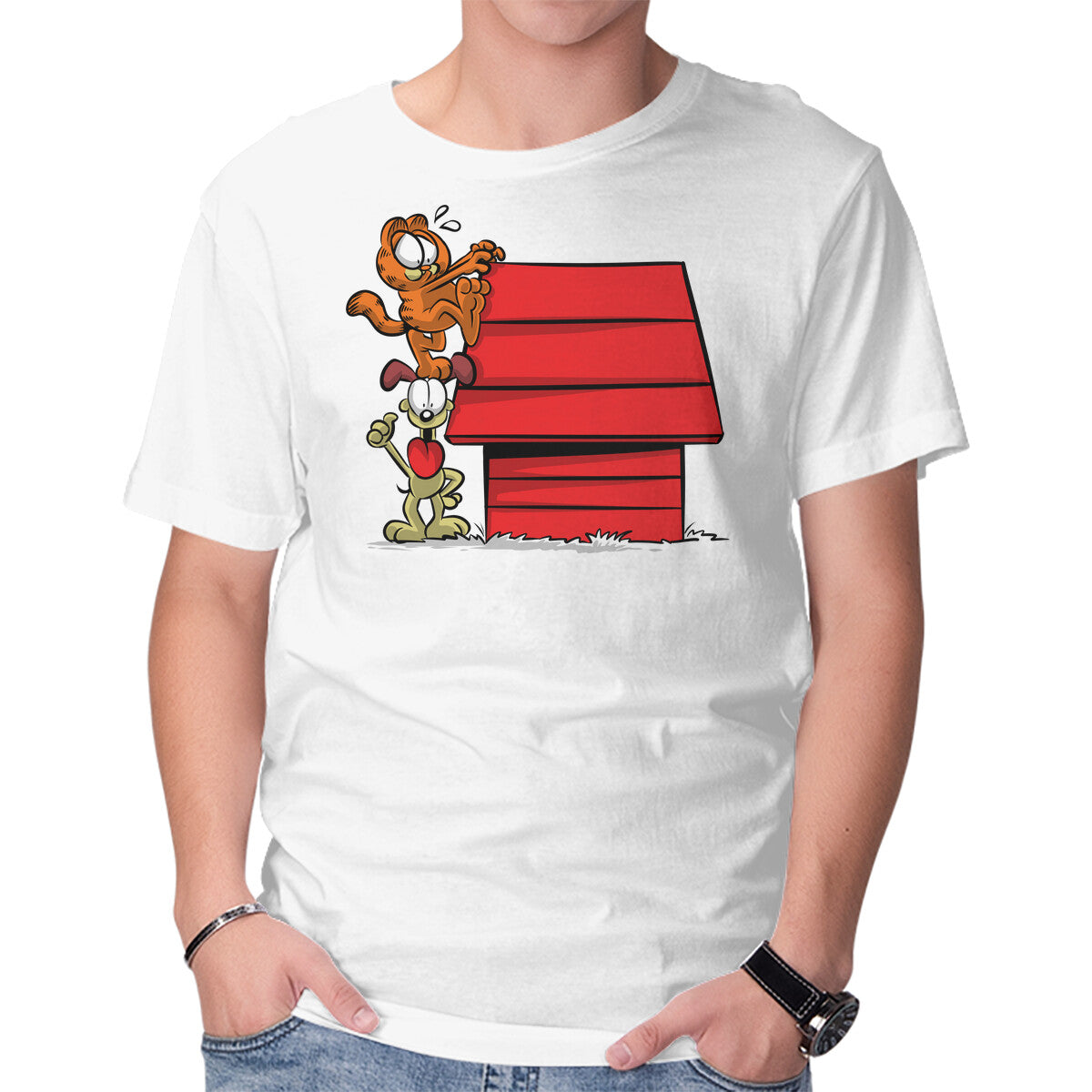 A Great Team – Cat Graphic T-Shirt in white, product display