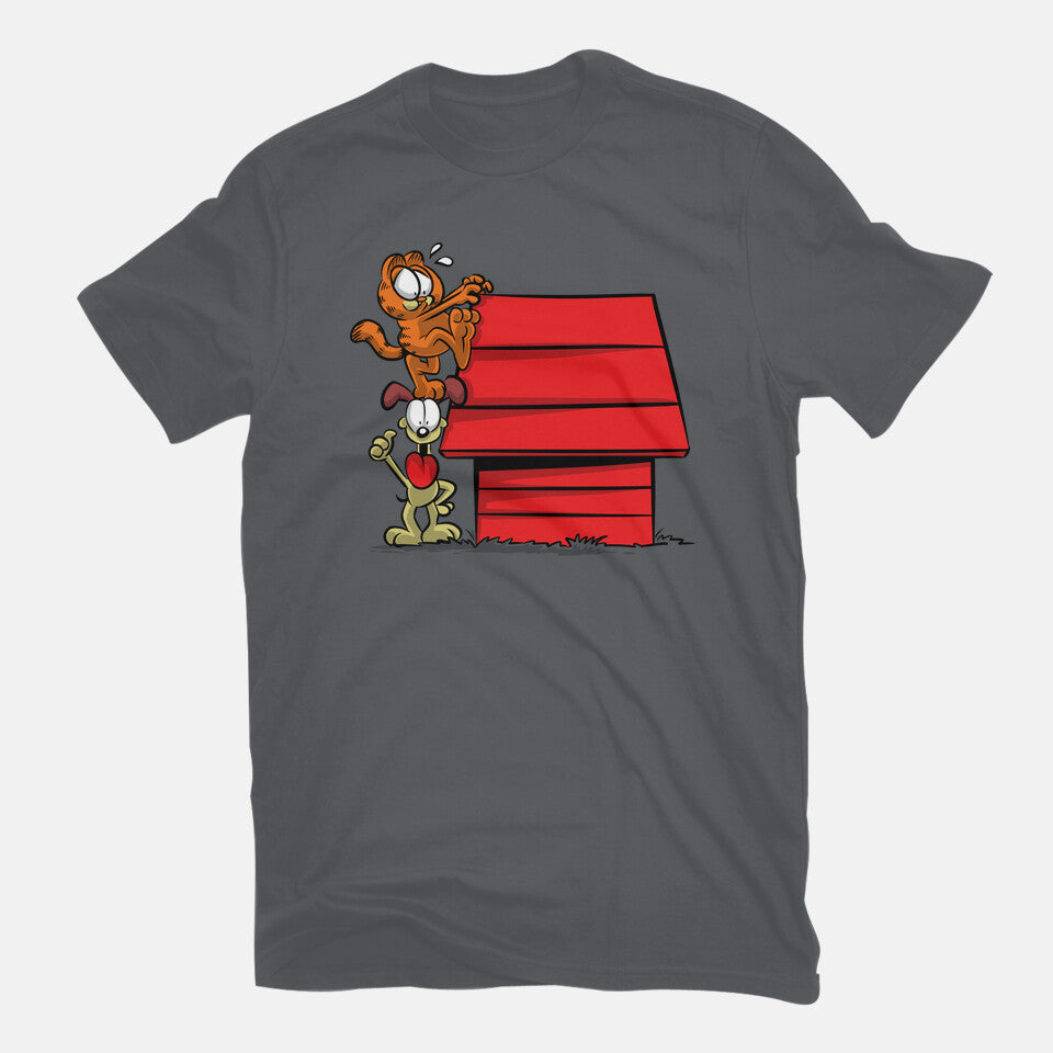 A Great Team – Cat Graphic T-Shirt in charcoal, flat-lay product view