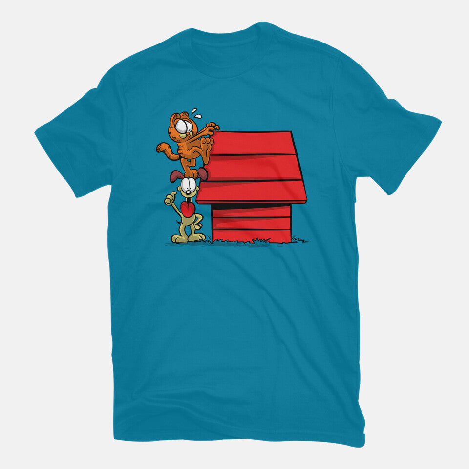 A Great Team – Cat Graphic T-Shirt in turquoise, flat-lay product view