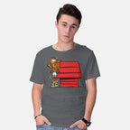 Model wearing charcoal A Great Team – Cat Graphic T-Shirt