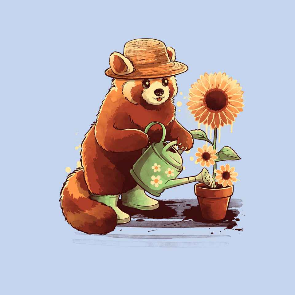 Red Panda Gardener – Animal Graphic T-Shirt