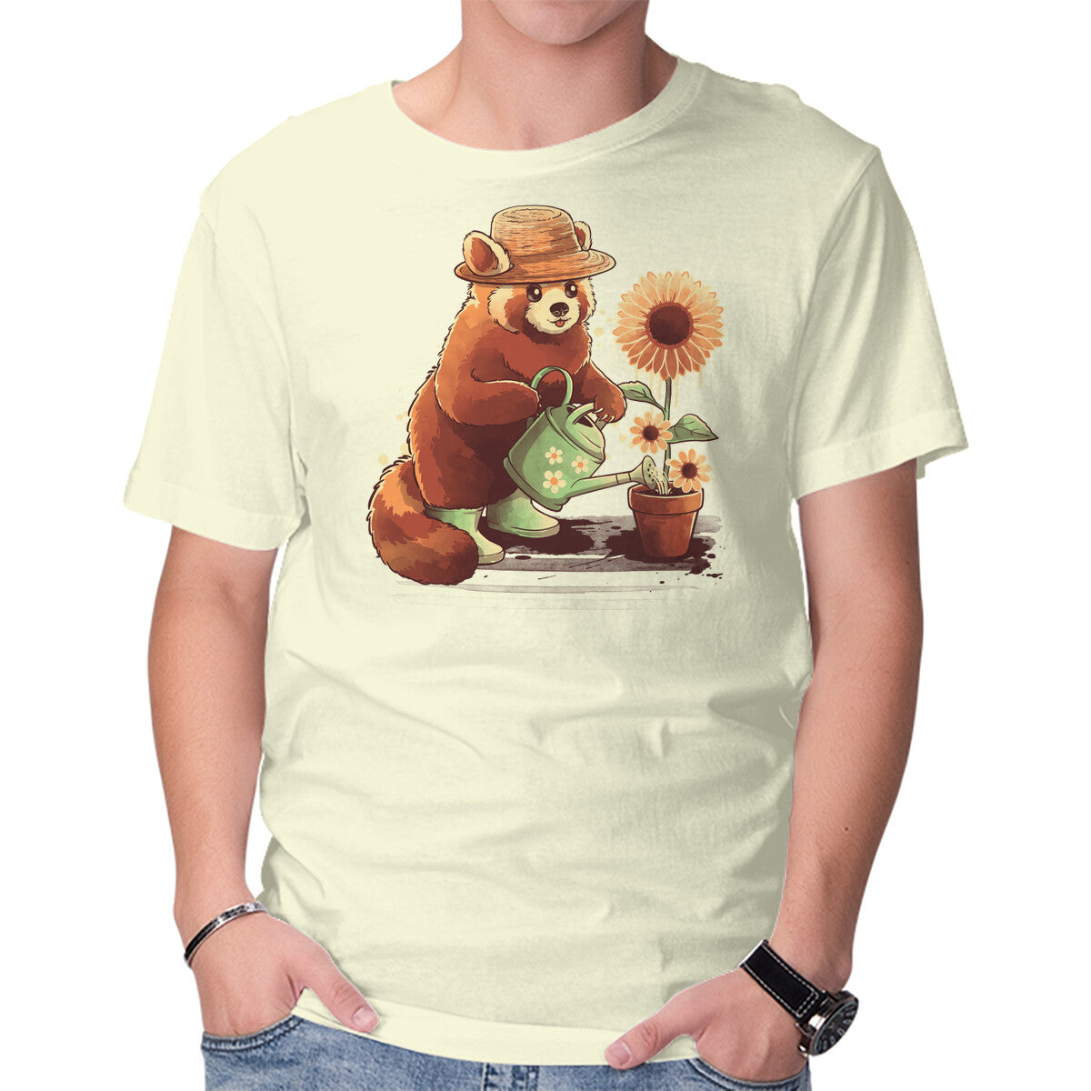 Red Panda Gardener – Animal Graphic T-Shirt