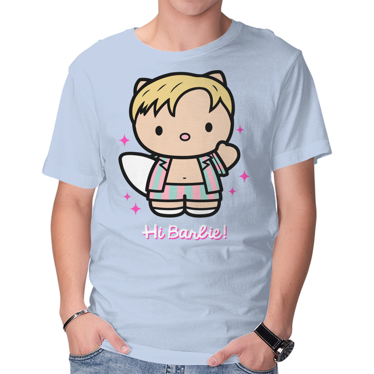Waving Doll – Cat Graphic T-Shirt in blue, product display