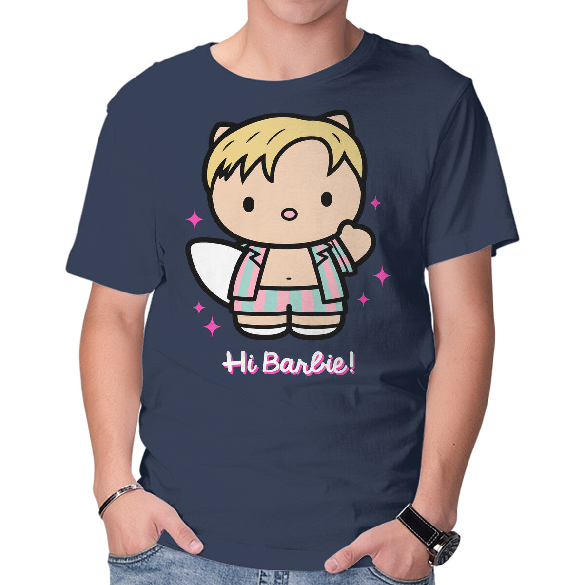 Waving Doll – Cat Graphic T-Shirt in navy, product display