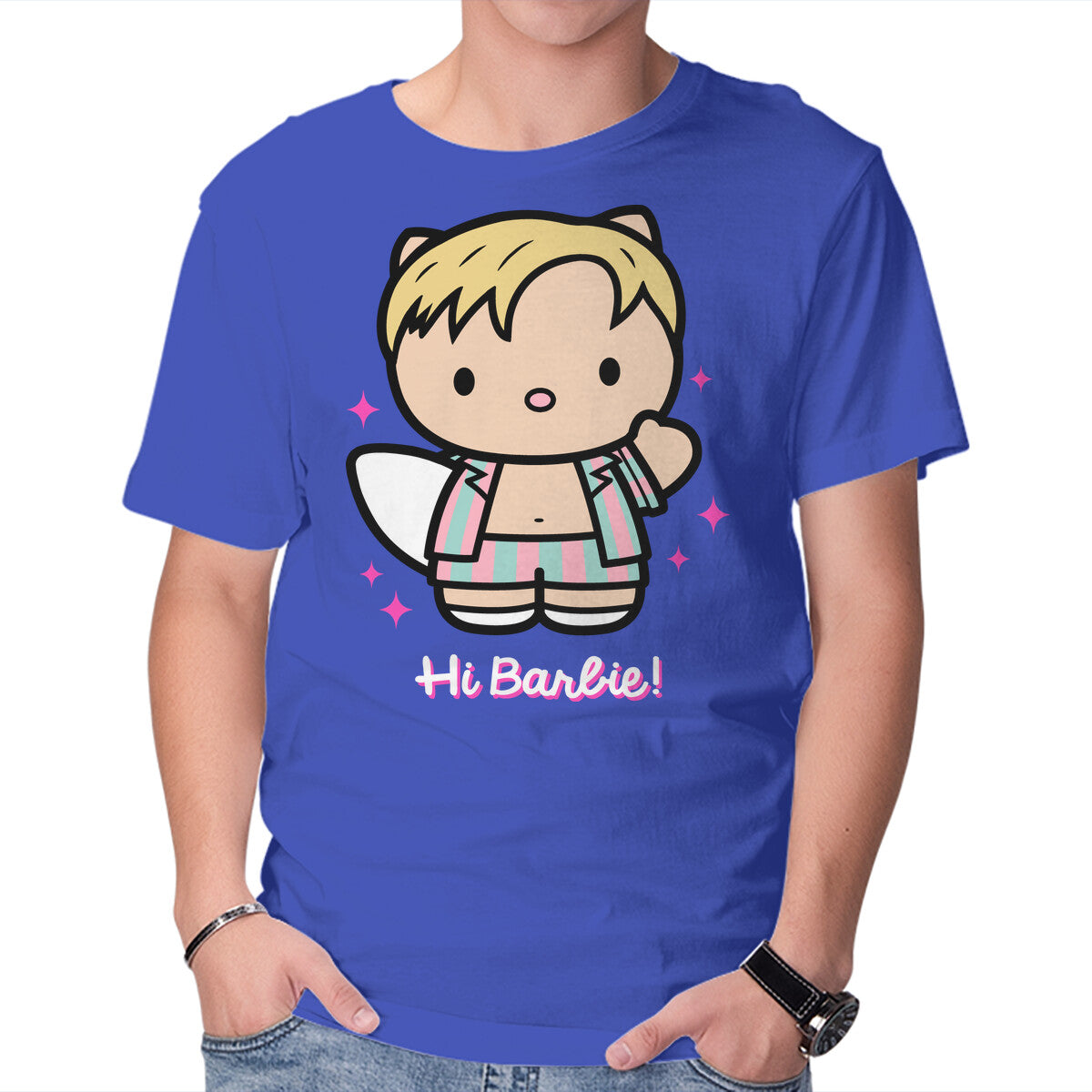 Waving Doll – Cat Graphic T-Shirt in royal blue, product display