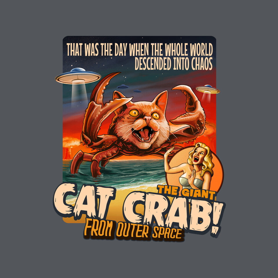 The Giant Cat Crab – Cat Graphic T-Shirt design artwork for charcoal graphic T-shirt