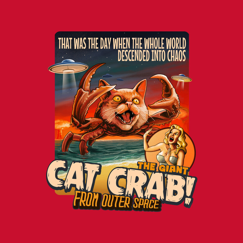 The Giant Cat Crab – Cat Graphic T-Shirt design artwork for red graphic T-shirt