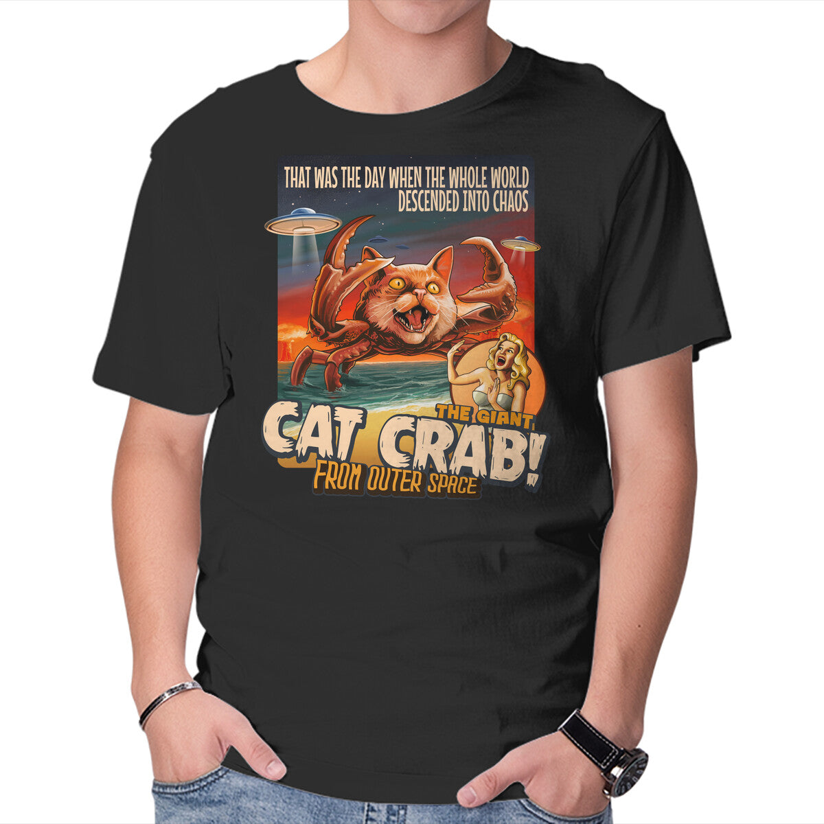 The Giant Cat Crab – Cat Graphic T-Shirt in black, product display