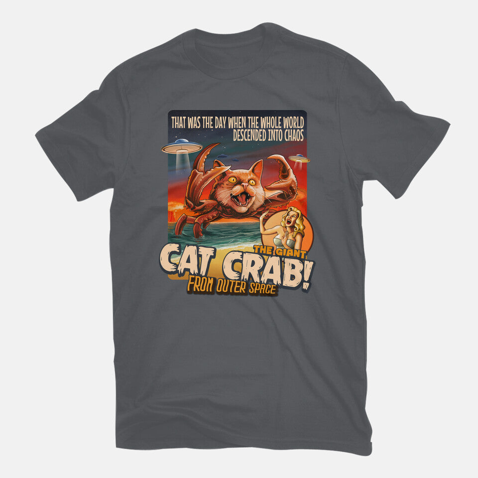The Giant Cat Crab – Cat Graphic T-Shirt in charcoal, flat-lay product view