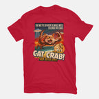 The Giant Cat Crab – Cat Graphic T-Shirt in red, flat-lay product view