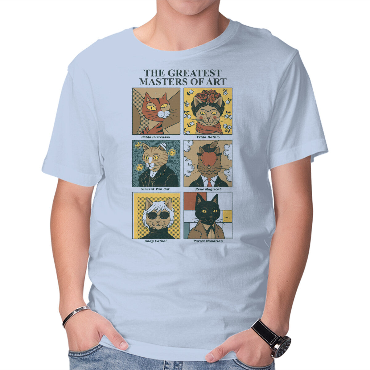 Masters Of Art – Cat Graphic T-Shirt in blue, product display