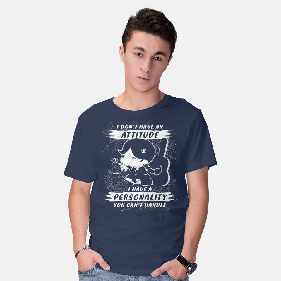 Model wearing navy My Personality – Funny Graphic T-Shirt