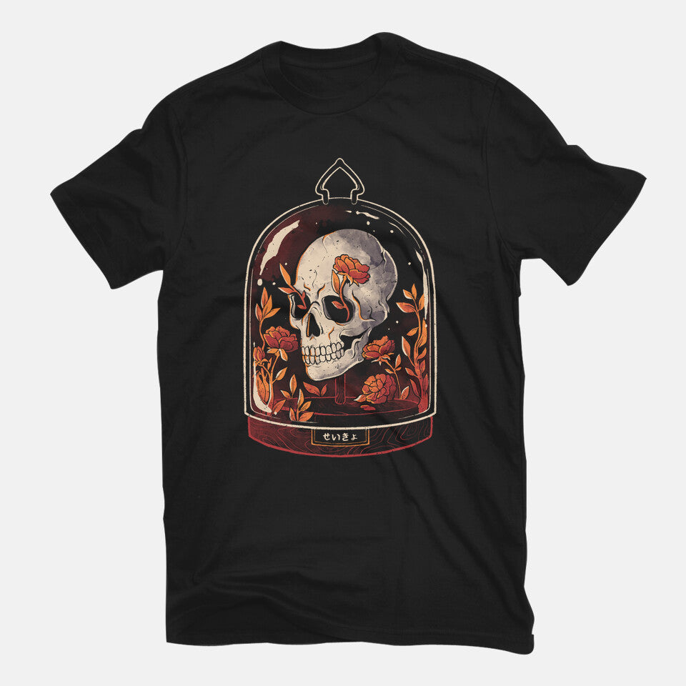 Skull Dome Graphic T-Shirt in black, flat-lay product view