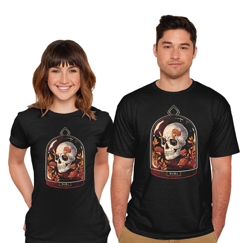 Model wearing black Skull Dome Graphic T-Shirt