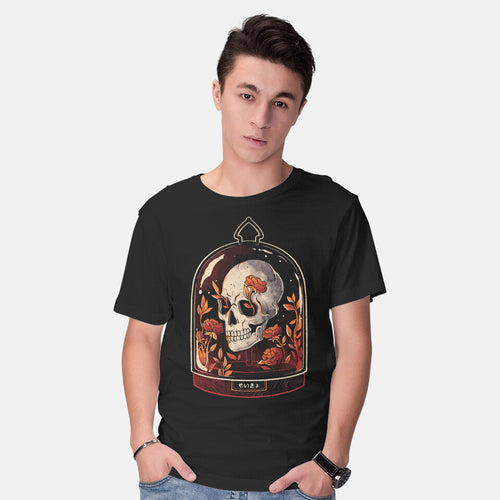 Model wearing black Skull Dome Graphic T-Shirt
