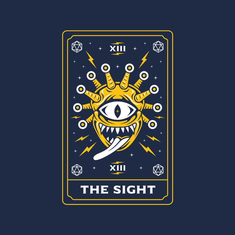 The Sight Tarot Card Graphic T-Shirt design artwork for navy graphic T-shirt