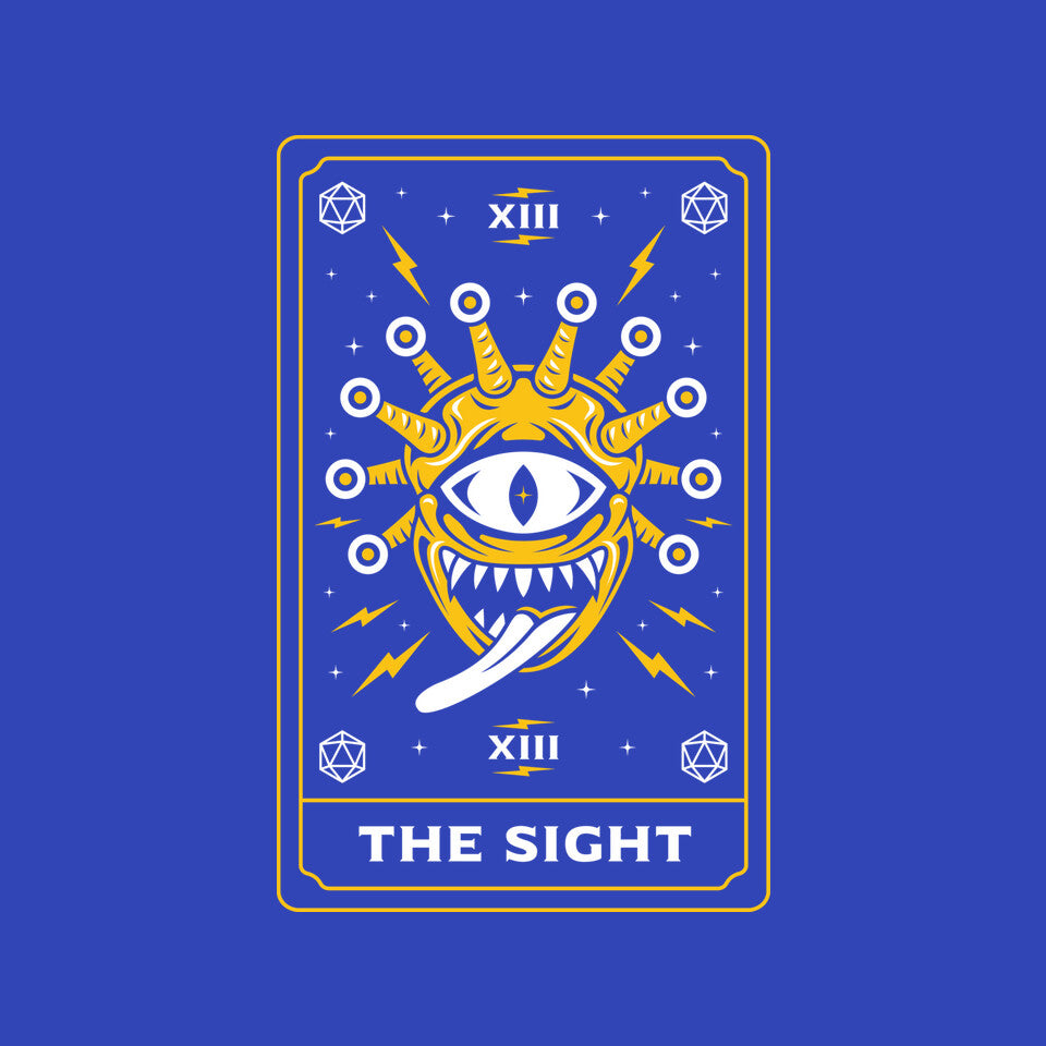 The Sight Tarot Card Graphic T-Shirt design artwork for royal blue graphic T-shirt
