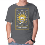 The Sight Tarot Card Graphic T-Shirt in charcoal, product display