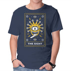 The Sight Tarot Card Graphic T-Shirt in navy, product display