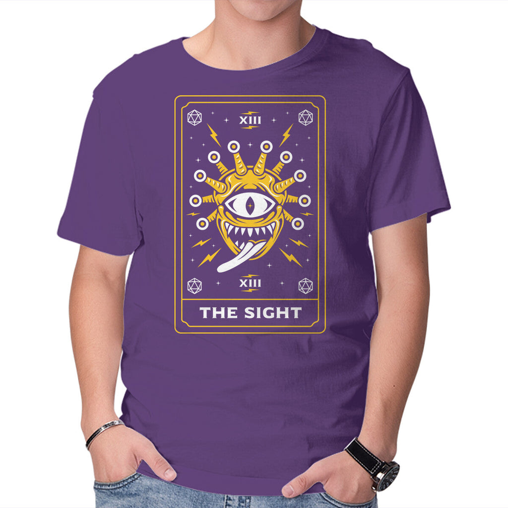 The Sight Tarot Card Graphic T-Shirt in purple, product display