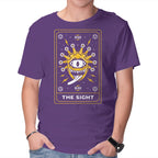 The Sight Tarot Card Graphic T-Shirt in purple, product display