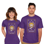 Model wearing purple The Sight Tarot Card Graphic T-Shirt
