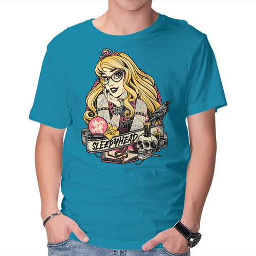 Sleepyhead – Gothic Graphic T-Shirt in turquoise, product display