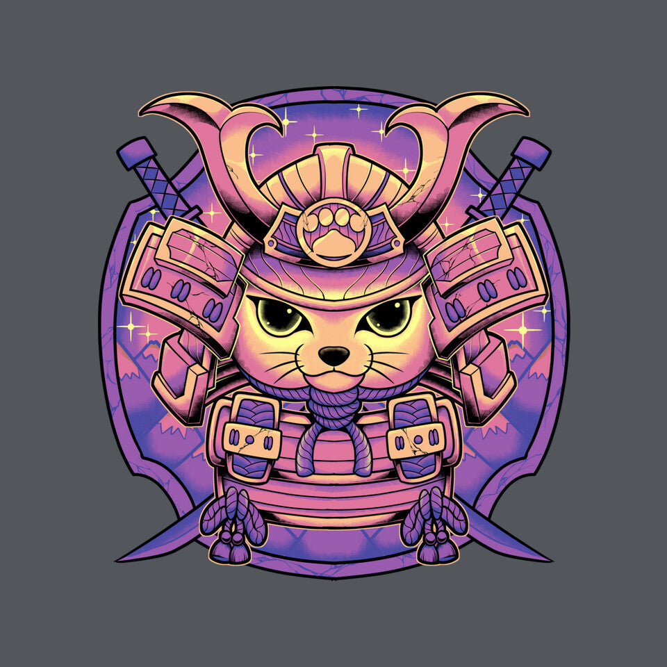 Samurai Neko – Cat Graphic T-Shirt design artwork for charcoal graphic T-shirt