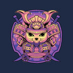 Samurai Neko – Cat Graphic T-Shirt design artwork for navy graphic T-shirt