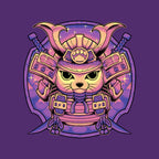 Samurai Neko – Cat Graphic T-Shirt design artwork for purple graphic T-shirt