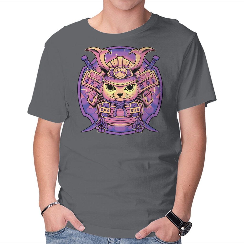 Samurai Neko – Cat Graphic T-Shirt in charcoal, product display
