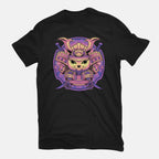 Samurai Neko – Cat Graphic T-Shirt in black, flat-lay product view