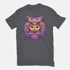 Samurai Neko – Cat Graphic T-Shirt in charcoal, flat-lay product view