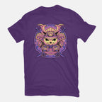 Samurai Neko – Cat Graphic T-Shirt in purple, flat-lay product view