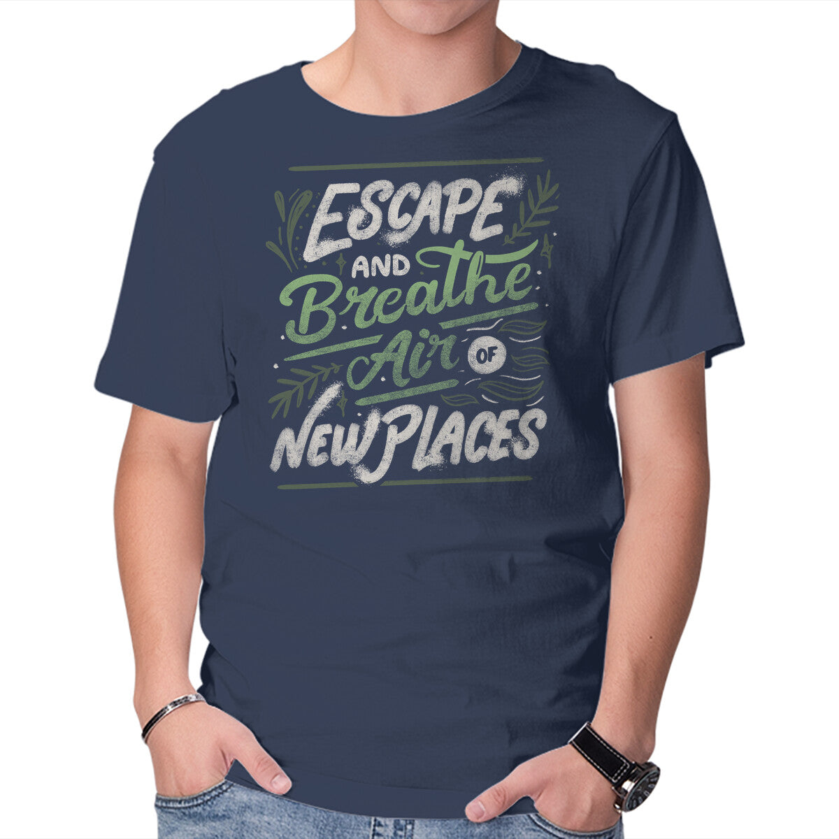 Escape And Breathe Graphic T-Shirt in navy, product display