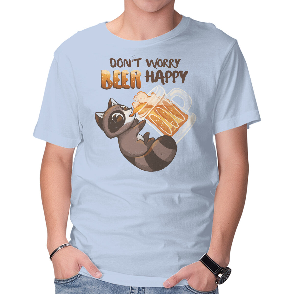Beer Happy – Animal Graphic T-Shirt in blue, product display