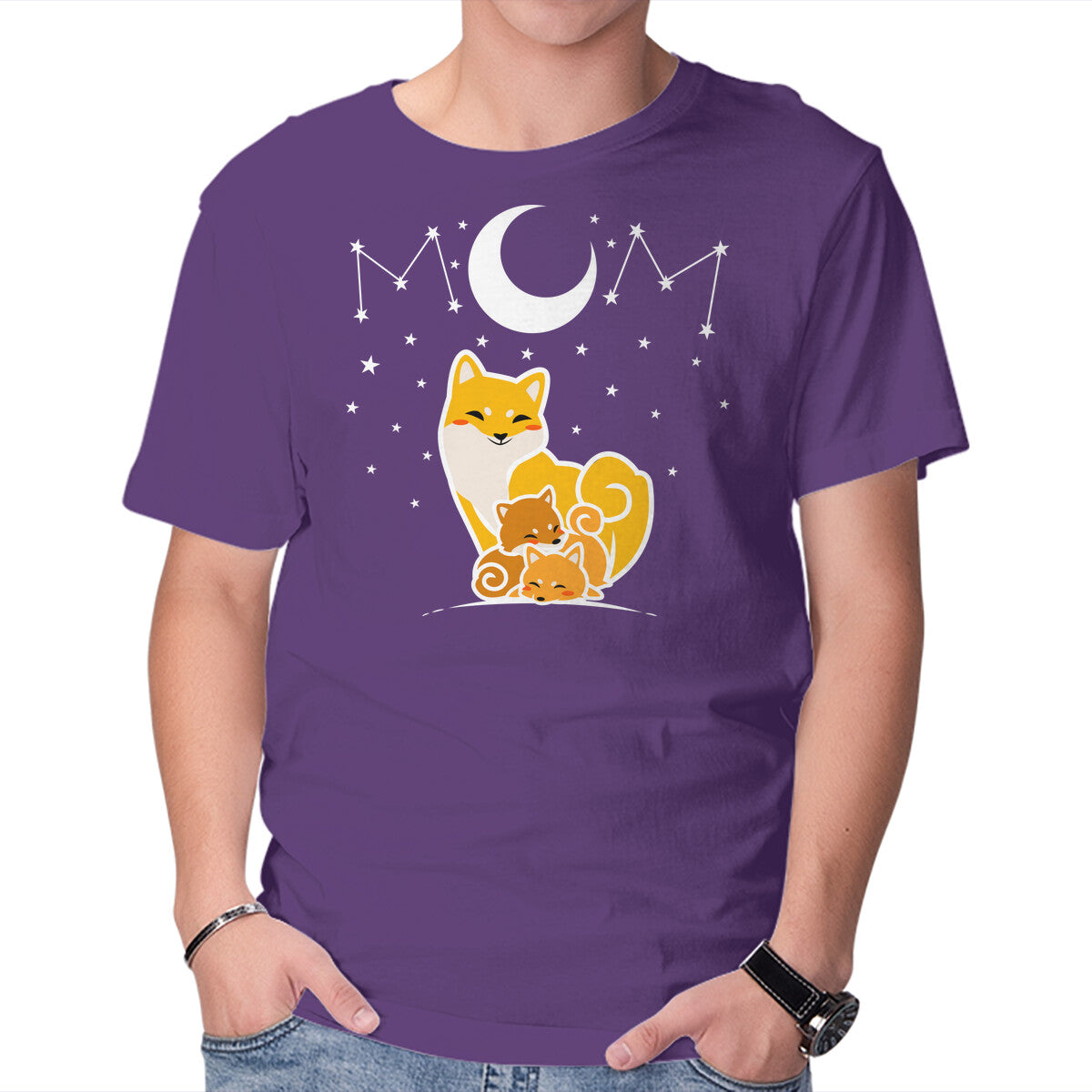 Shiba Inu Mom – Dog Graphic T-Shirt in purple, product display