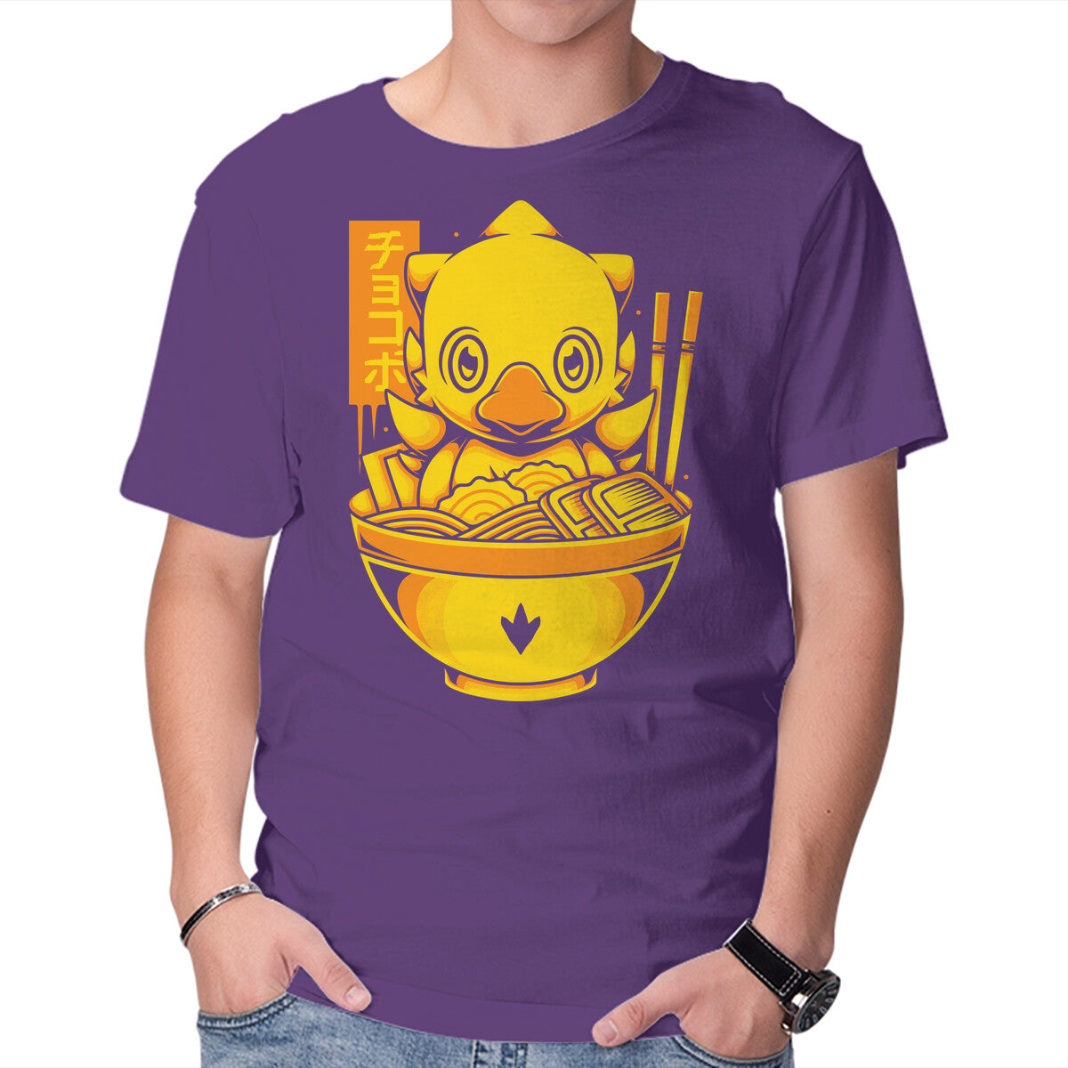Chocobo Ramen – Gaming Graphic T-Shirt in purple, product display