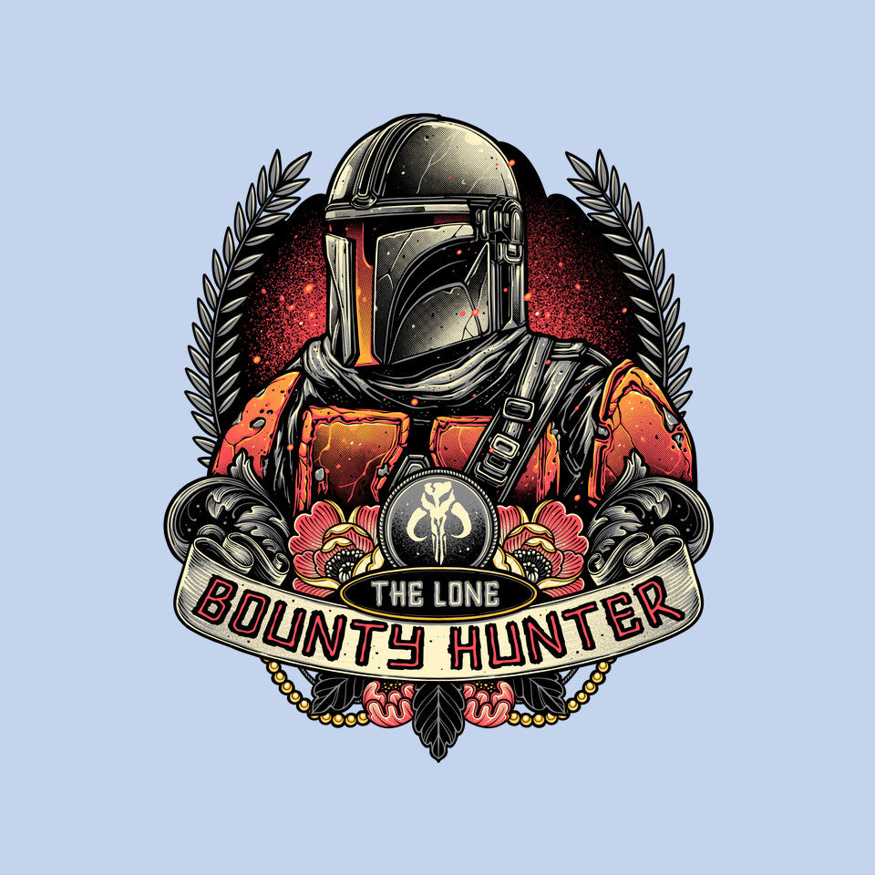 The Lone Bounty Hunter – Sci-Fi Graphic T-Shirt design artwork for blue graphic T-shirt