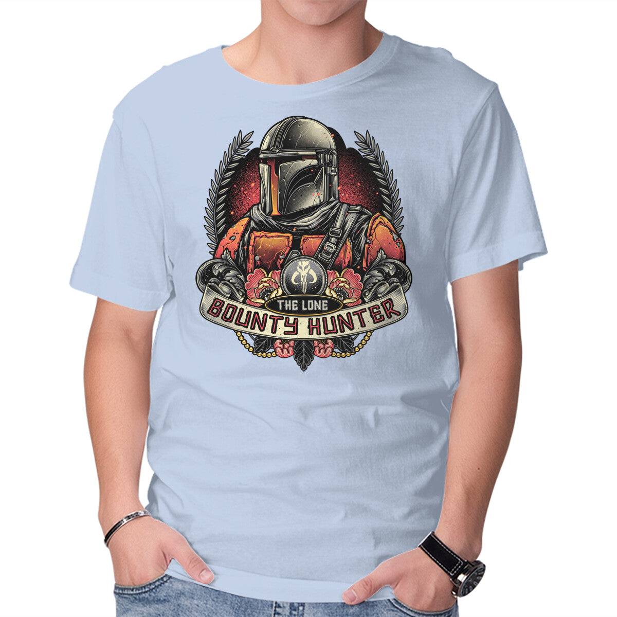 The Lone Bounty Hunter – Sci-Fi Graphic T-Shirt in blue, product display