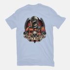 The Lone Bounty Hunter – Sci-Fi Graphic T-Shirt in blue, flat-lay product view