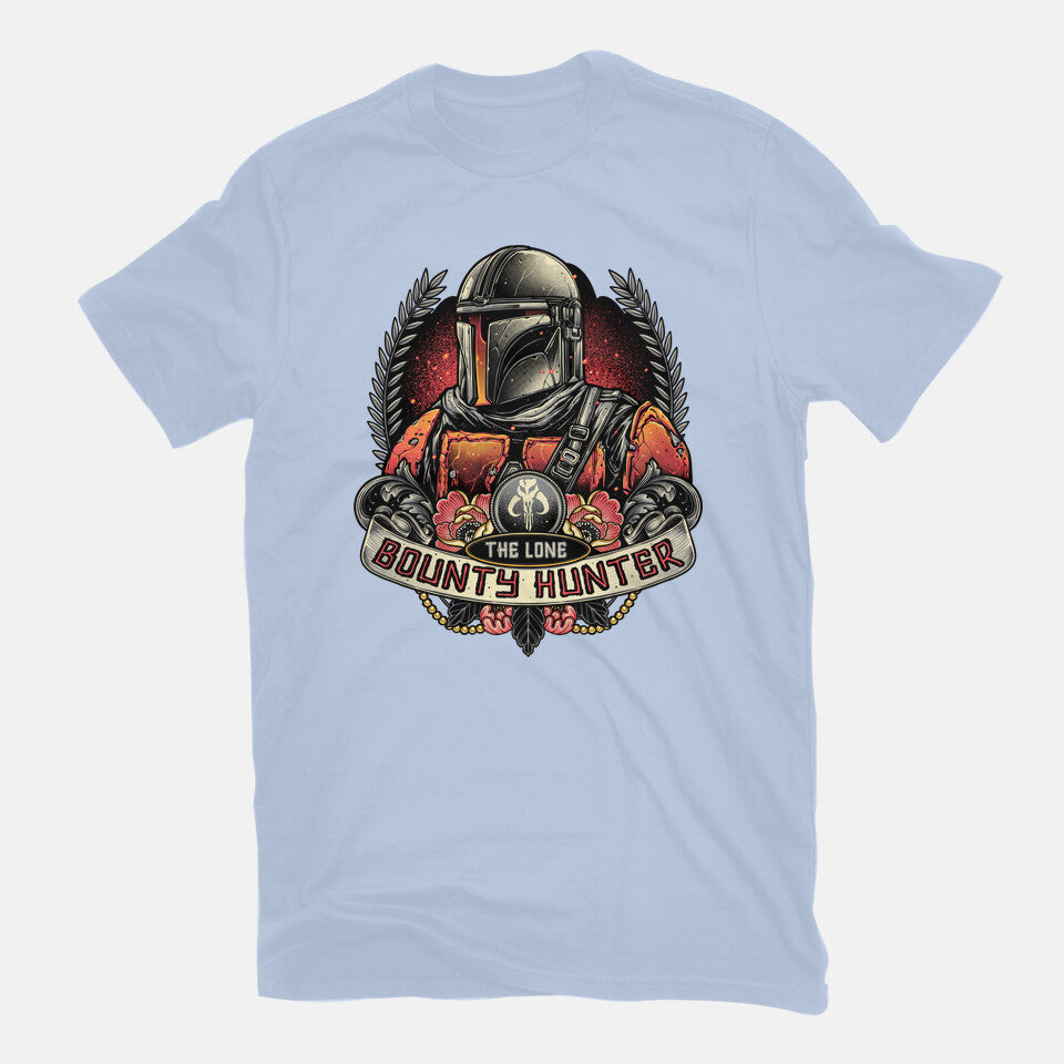 The Lone Bounty Hunter – Sci-Fi Graphic T-Shirt in blue, flat-lay product view