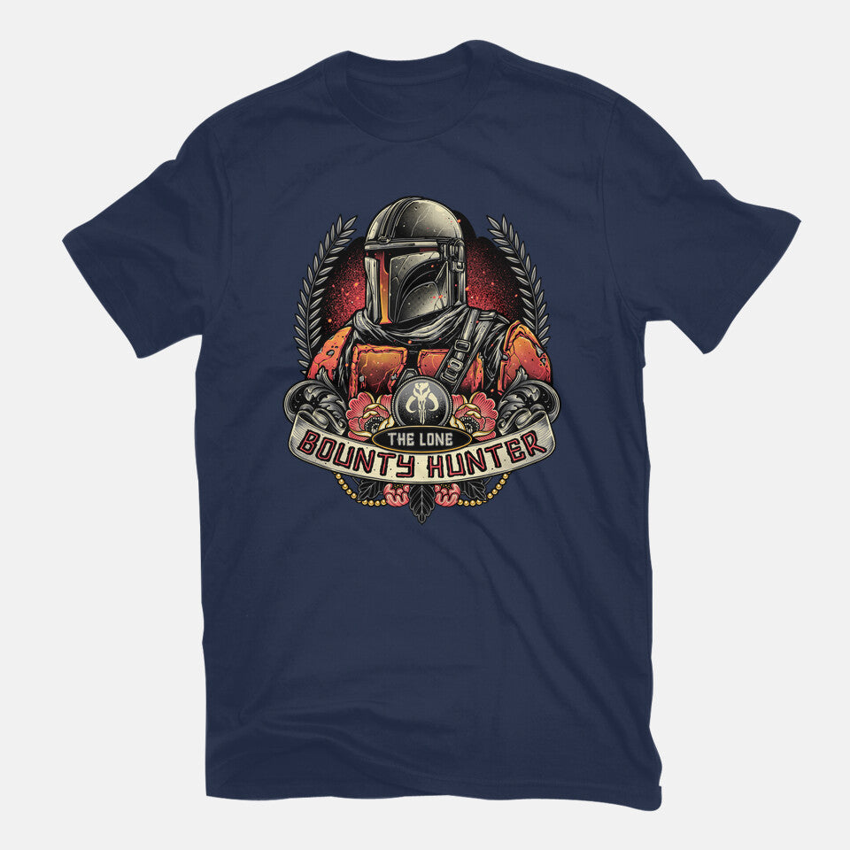 The Lone Bounty Hunter – Sci-Fi Graphic T-Shirt in navy, flat-lay product view