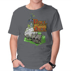 Roll The Master Dice Graphic T-Shirt in charcoal, product display